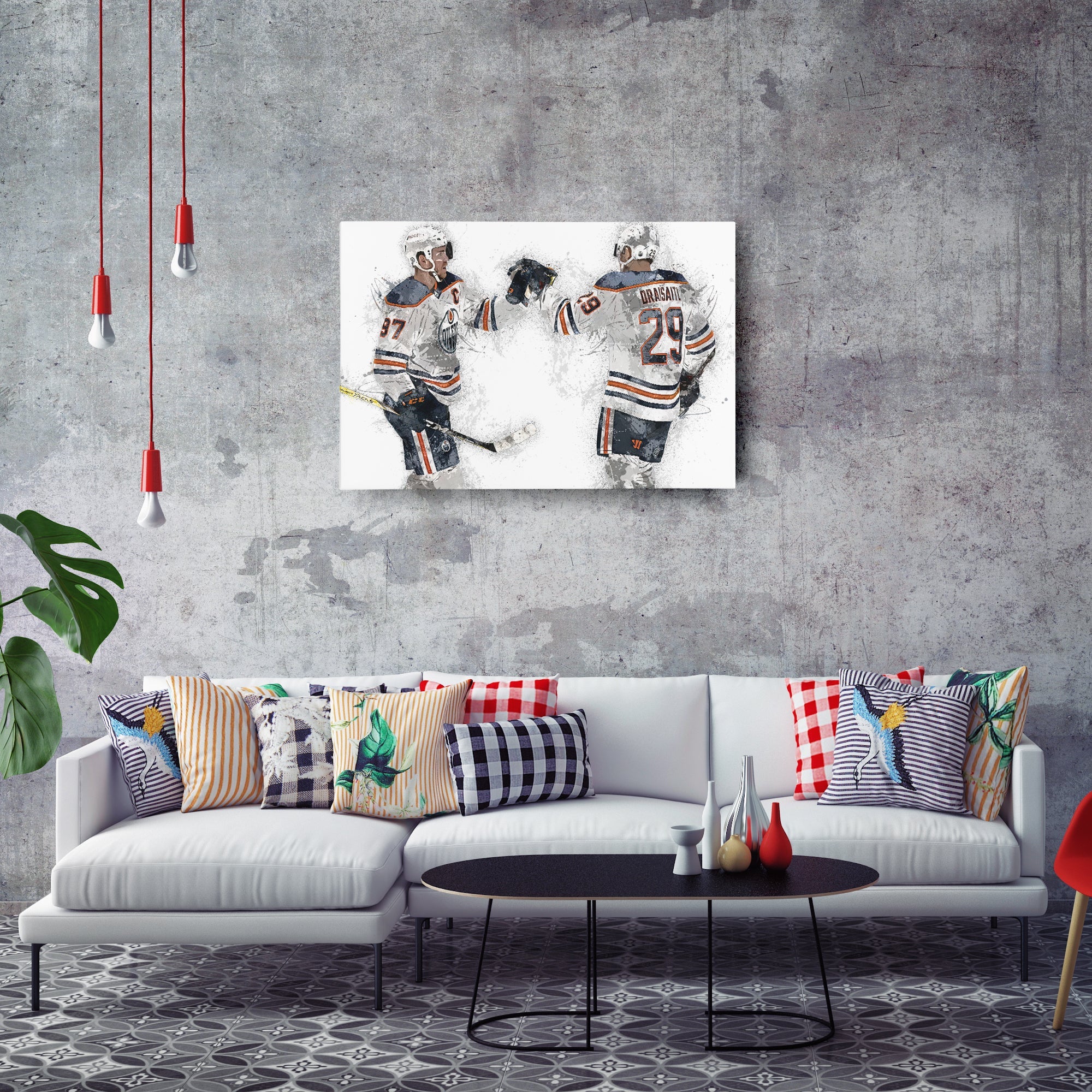Connor McDavid & Leon Draisaitl Canvas Art – Edmonton Oilers Wall Decor
