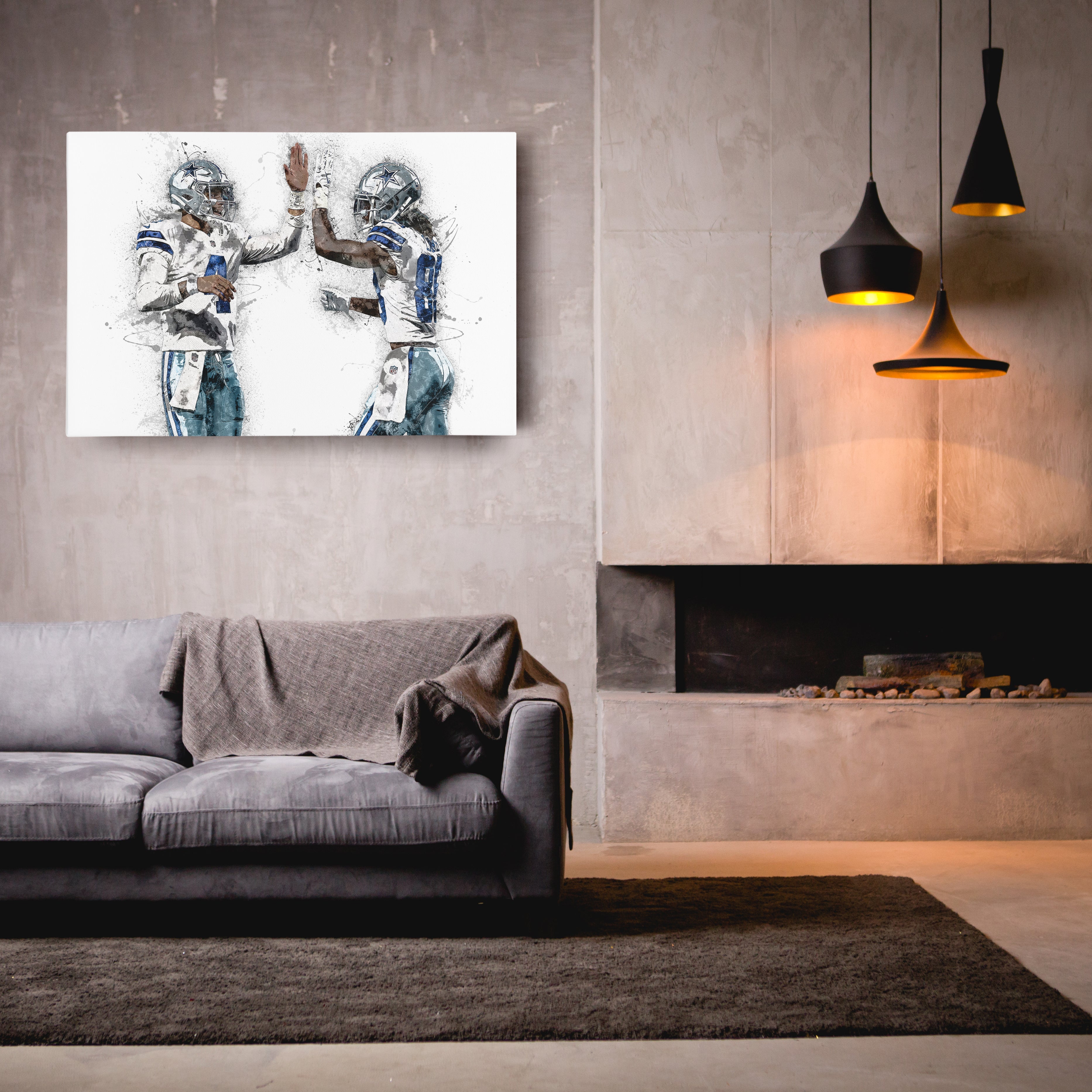 Dak Prescott & CeeDee Lamb Canvas Art – Dallas Cowboys Wall Decor