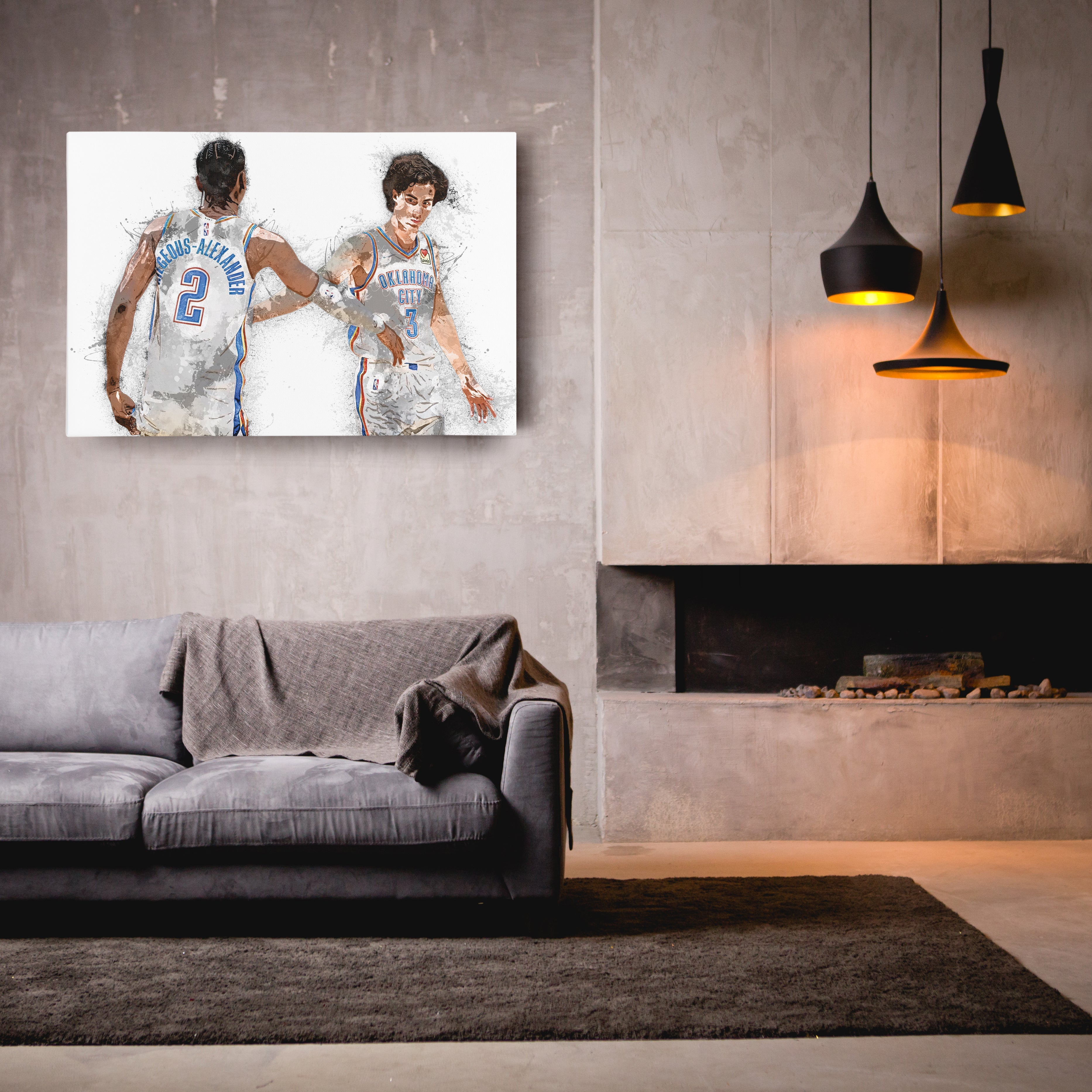 Shai Gilgeous-Alexander & Josh Giddey Canvas Art – Oklahoma City Thunder Wall Decor