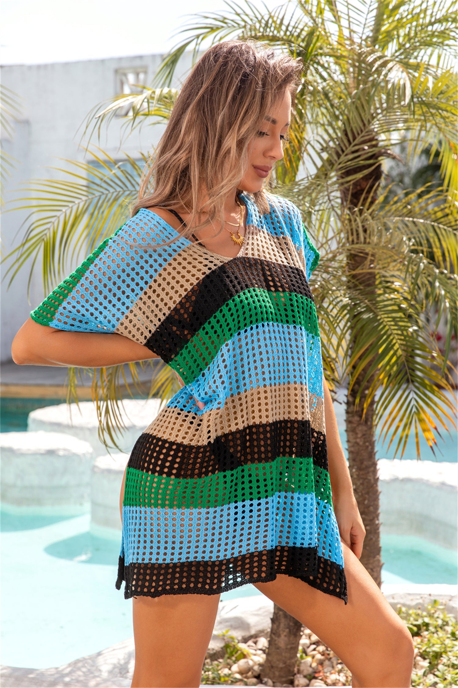 Summer Women Clothing Beach Shirt Loose Multicolor Beach Cover Up Vacation Sun Protection Clothing