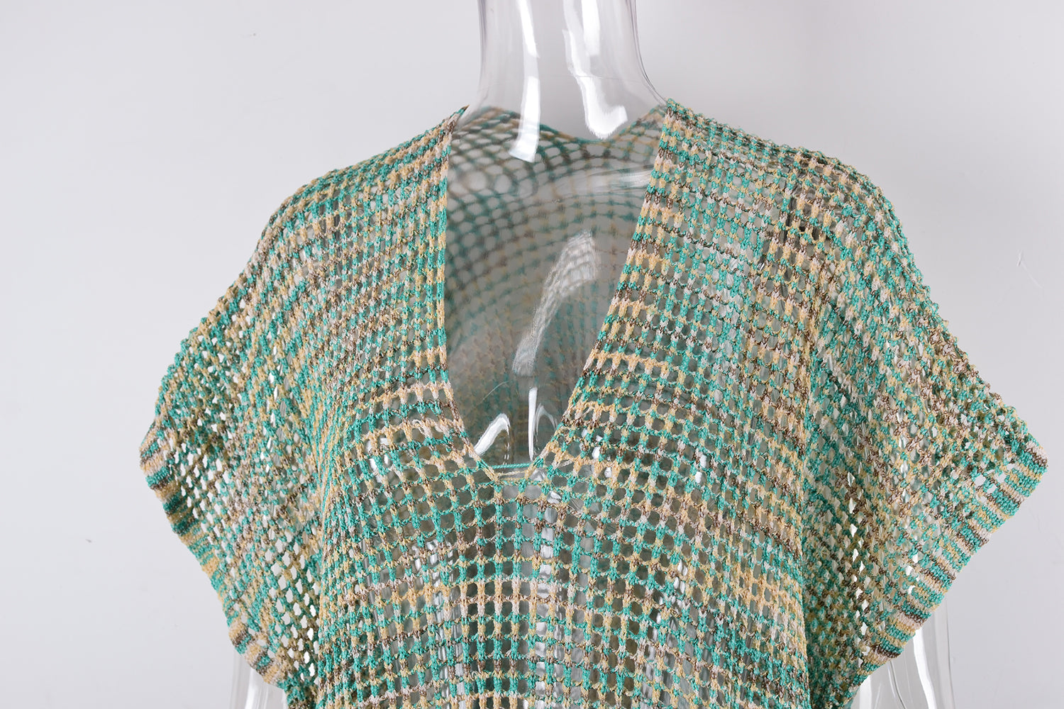 Women Summer Drawstring Loose Beach Cover up Hollow Out Cutout out Knitting Bikini Vacation Sun Protection Clothing