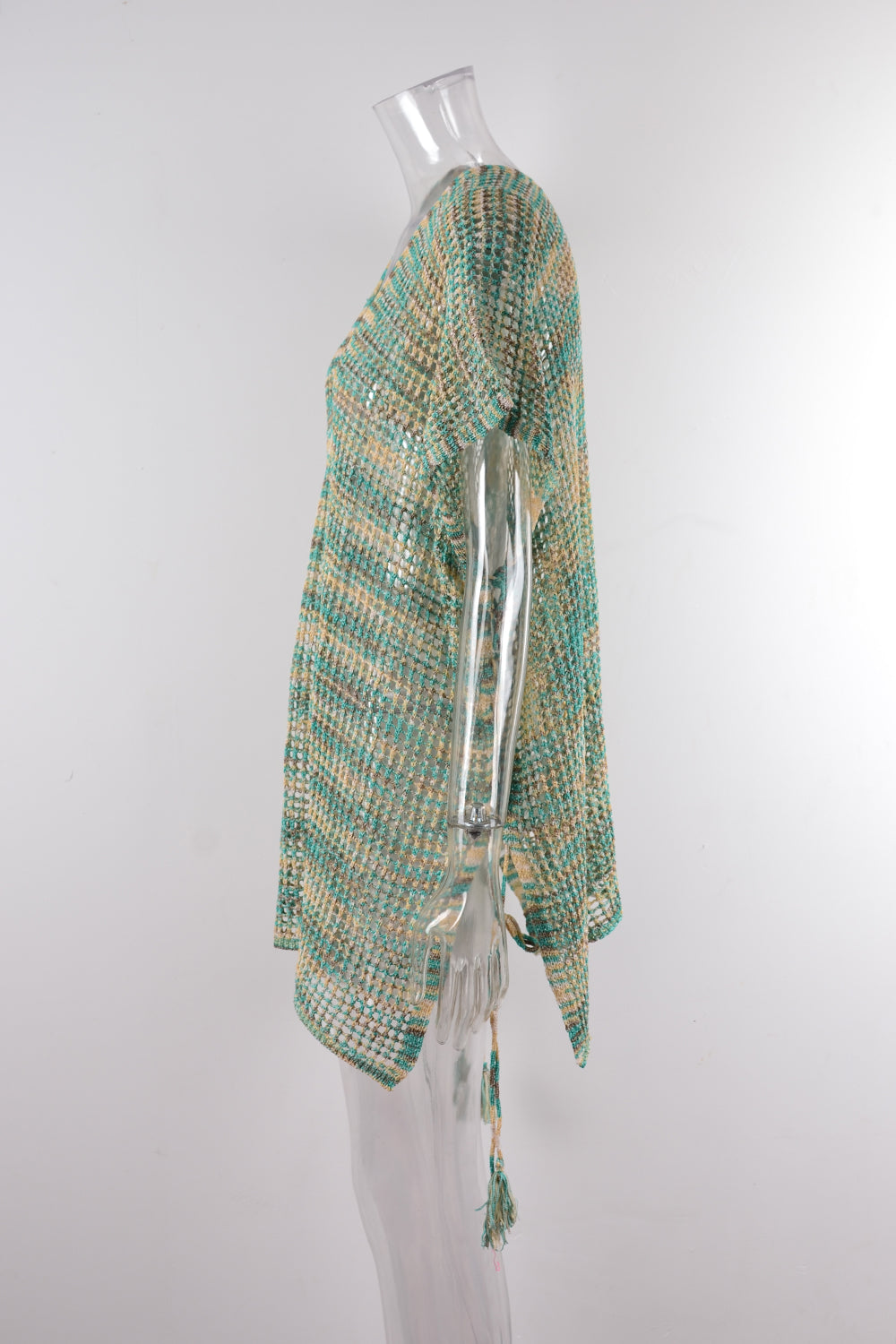 Women Summer Drawstring Loose Beach Cover up Hollow Out Cutout out Knitting Bikini Vacation Sun Protection Clothing