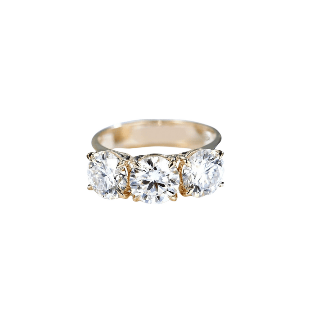 6.0ctw Three Stone Round Cut Moissanite Engagement Ring