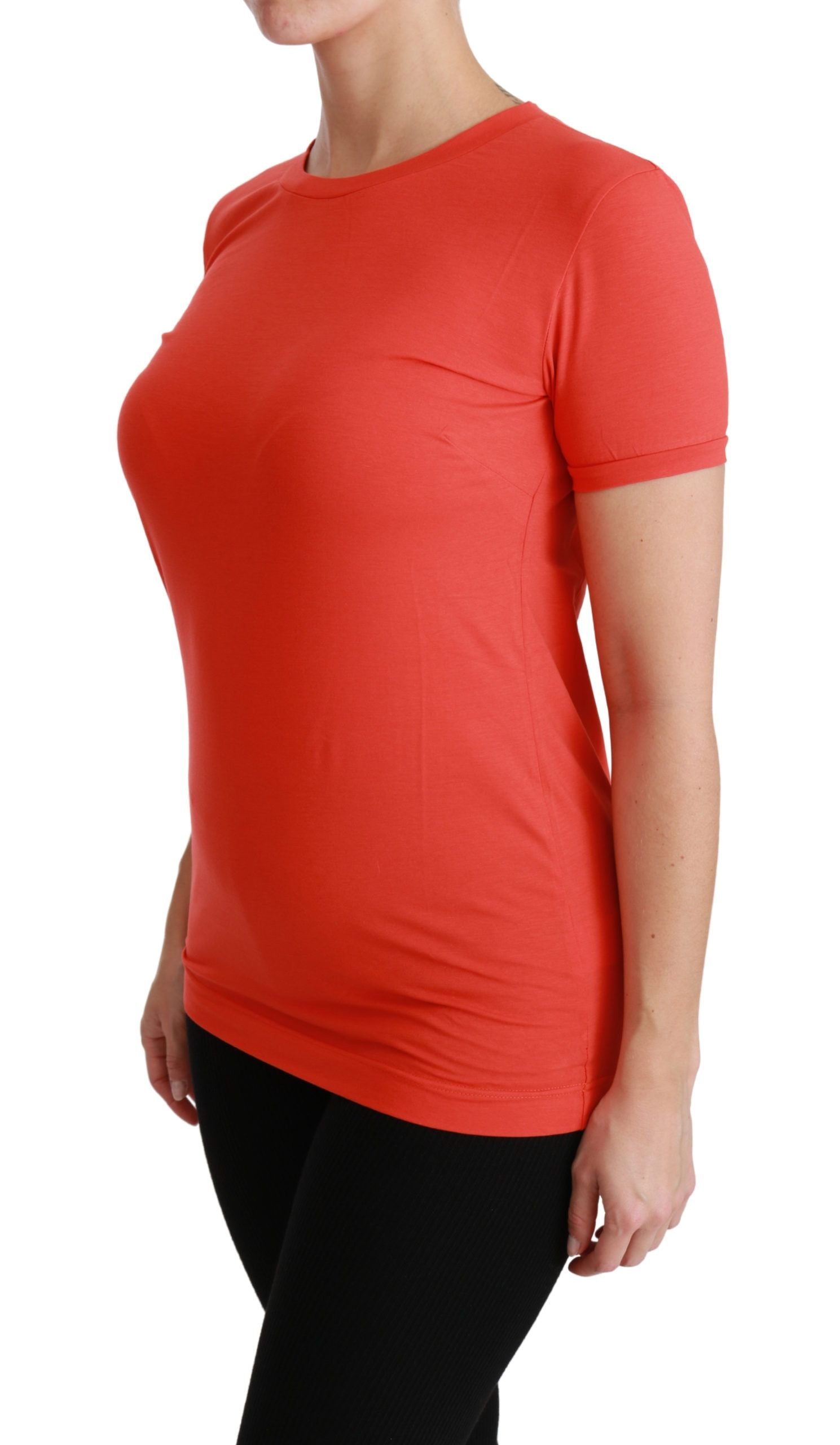 Dolce & Gabbana Red Crewneck Short Sleeve T-shirt Cotton Top