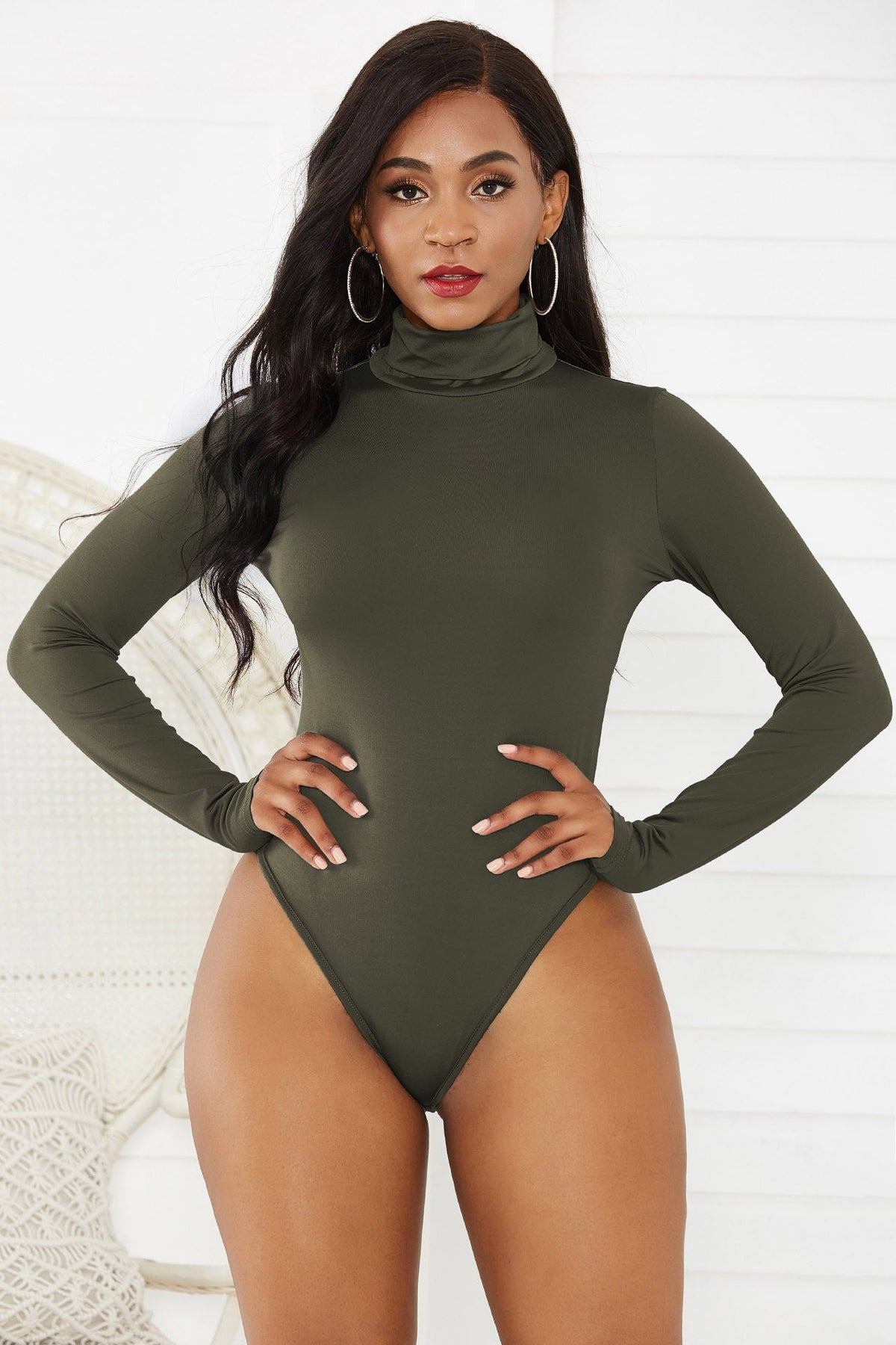 Sexy Women Clothing 12-Color Long Sleeve Turtleneck Slim Fit Solid Color Tight Bodysuit Winter Plus size