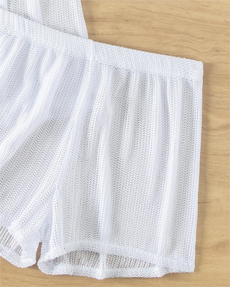 Black Cutout Blouse Split Boxers Bikini Beachwear Women Blouse Swimsuit