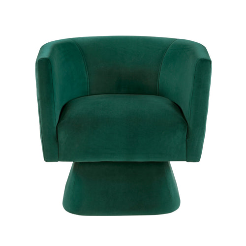 1pc Swivel Chair Green Velvet Fabric Upholstery Solid Wood Diamond Pattern Stitched Back Comfort Chair Living Room Furniture