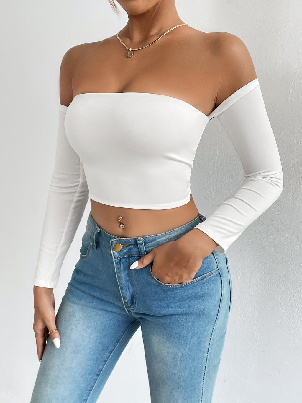 Camisole Waist Trimming Short Sleeve Vest Sexy Cropped Tube Top Bottoming Vest