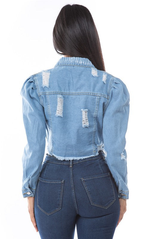 WOMEN FASHION DENIM CROP JACKET