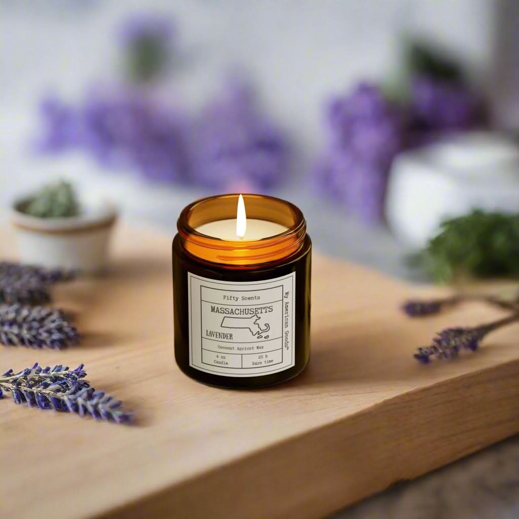 Massachusetts - Lavender Scented Candle - Coconut Apricot Wax