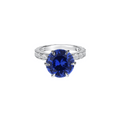3.5ct Round Brilliant Cut Lab Blue Sapphire Double Hidden Halo Ring