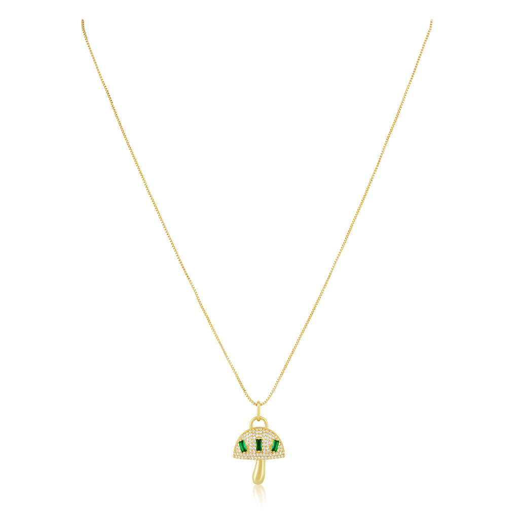 Alice Emerald Mushroom Pendant Necklace