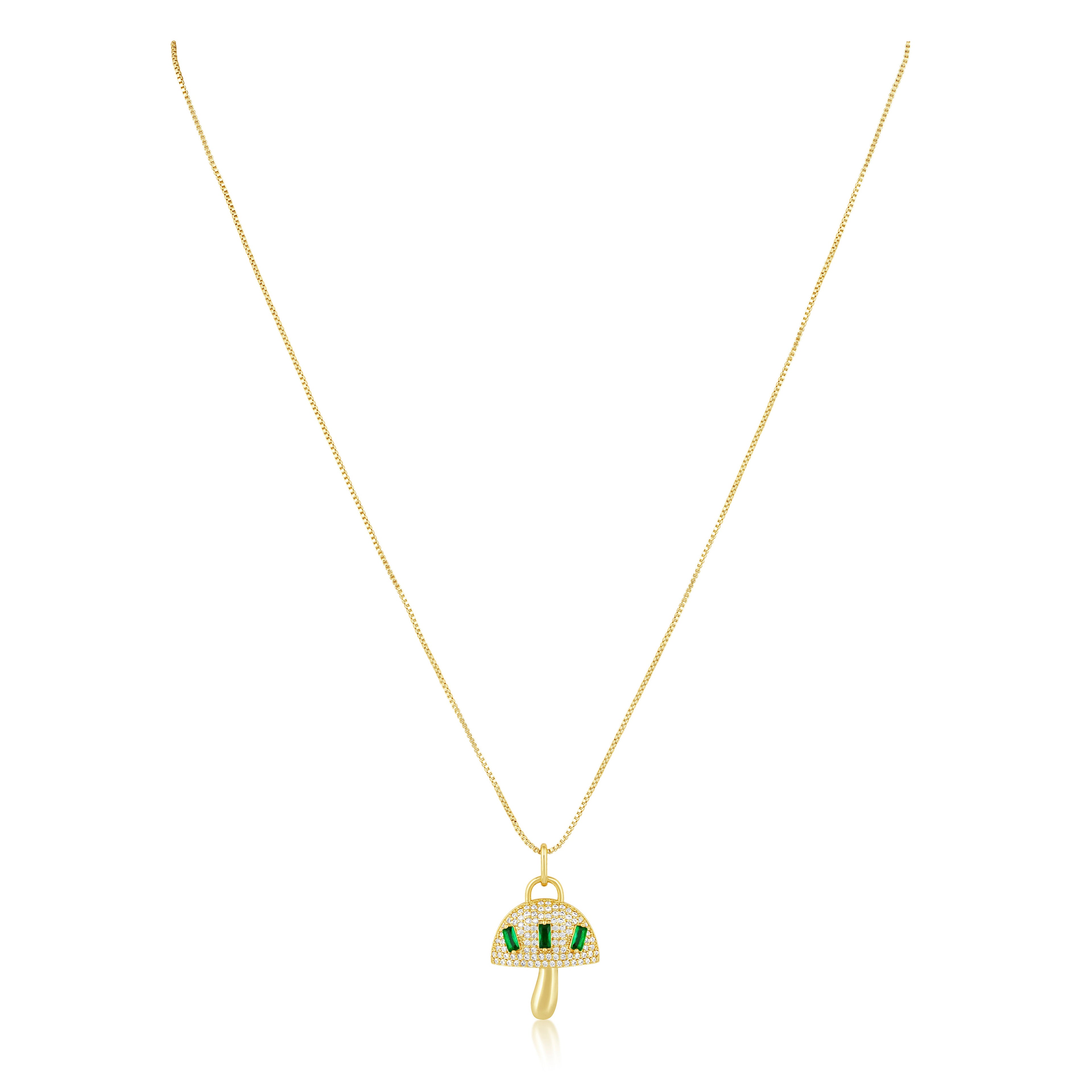 Alice Emerald Mushroom Pendant Necklace