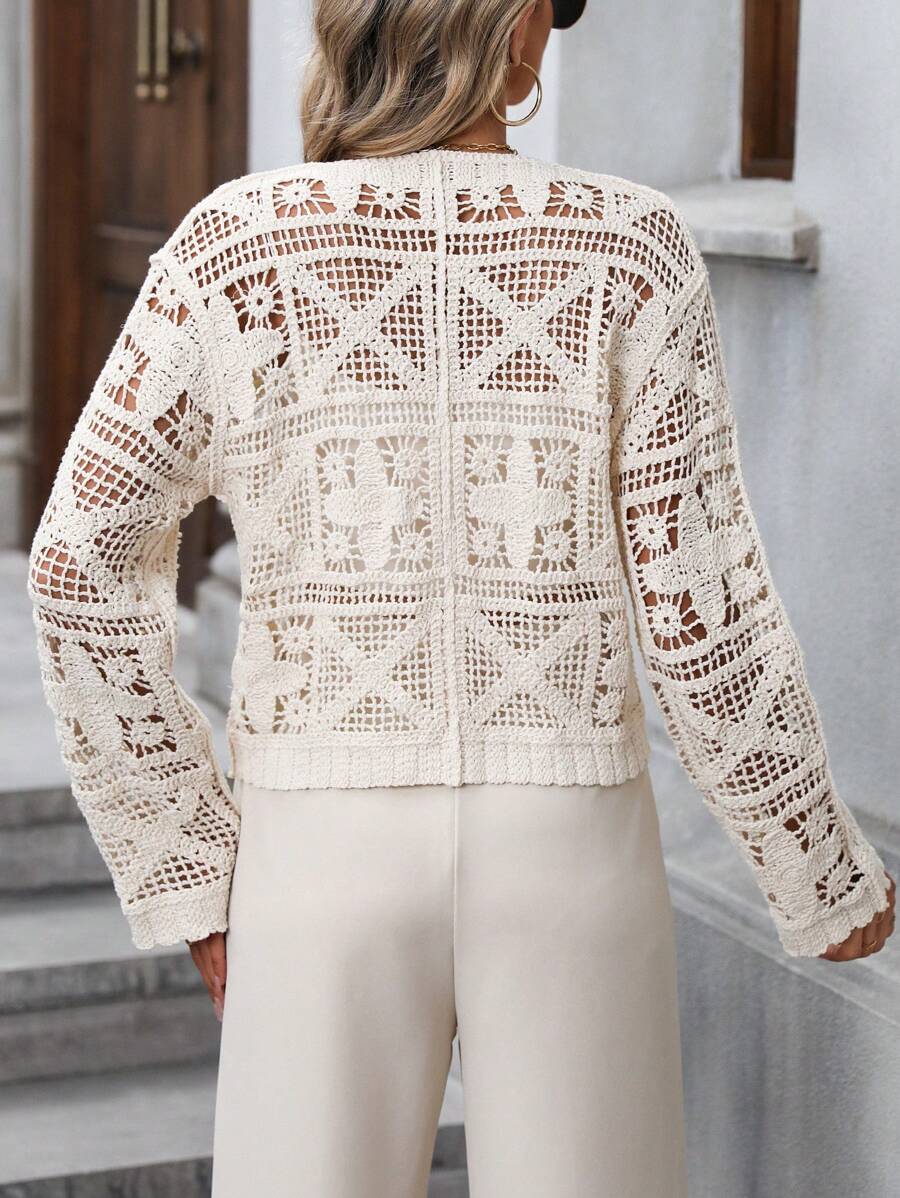 Women Spring And Autumn Solid Color Long Sleeve Cardigan