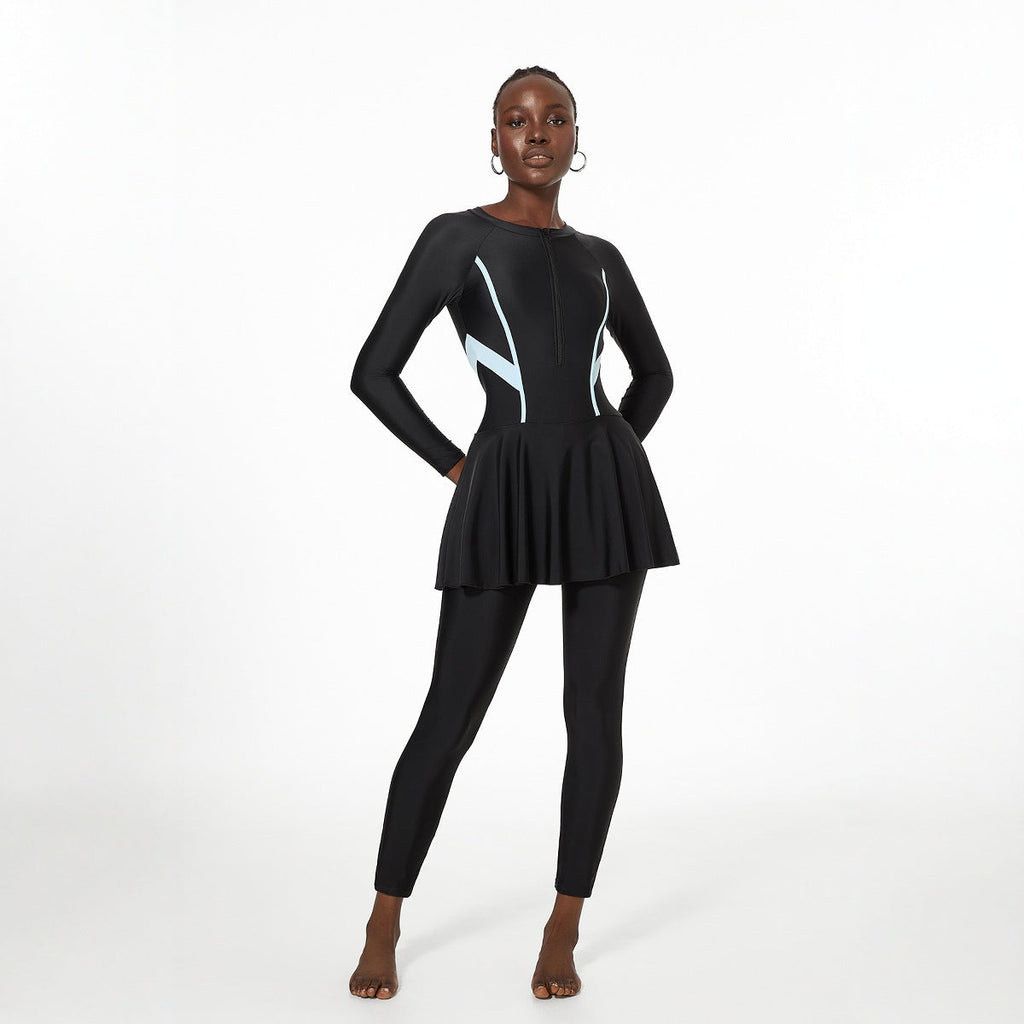 Swimwear Women Belly Covering One Long Sleeve Trousers Spring Surfing Diving Swimsuit