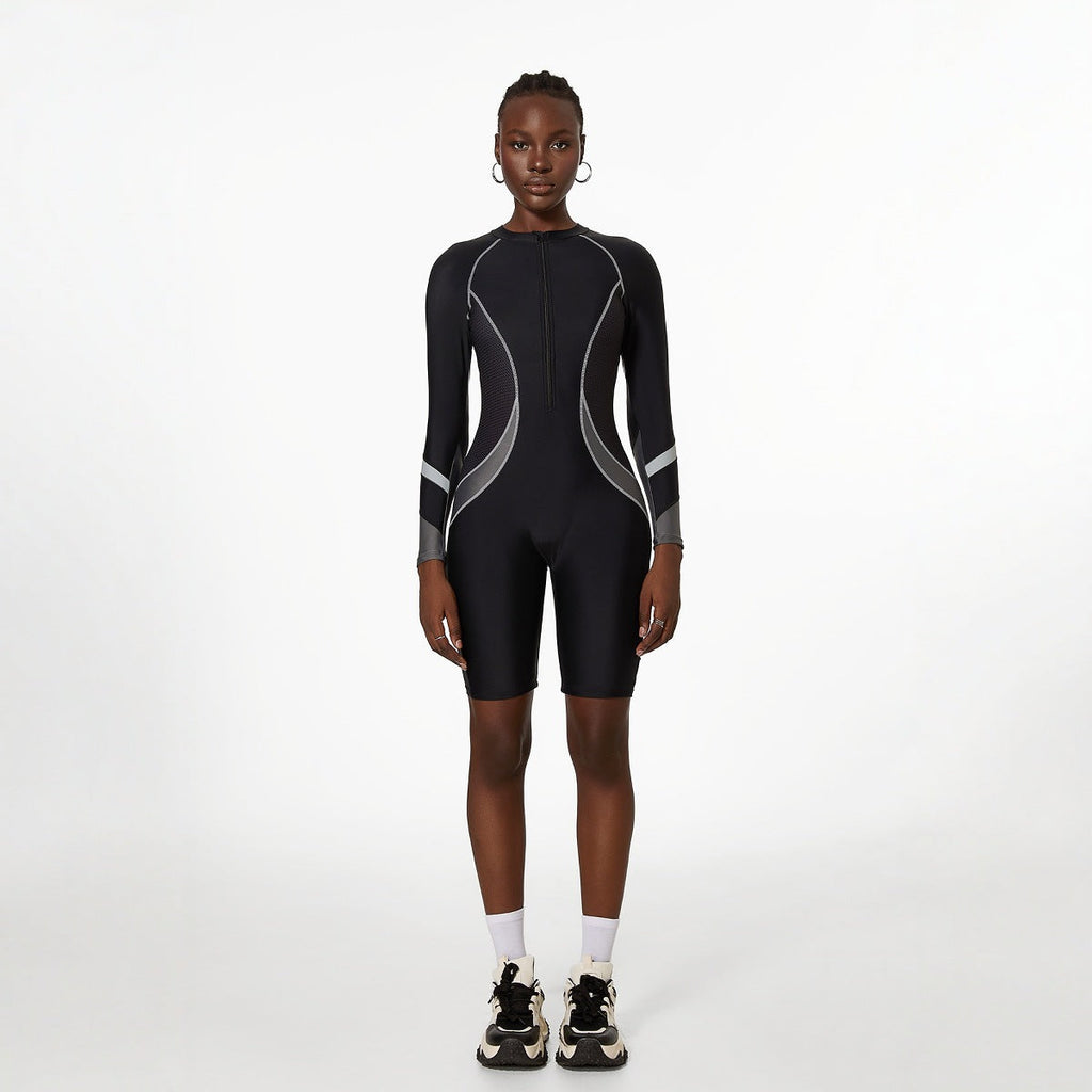 Sports Swimsuit Women Diving Long Sleeve Spring Swimsuit Textured One Piece Swimsuit Women