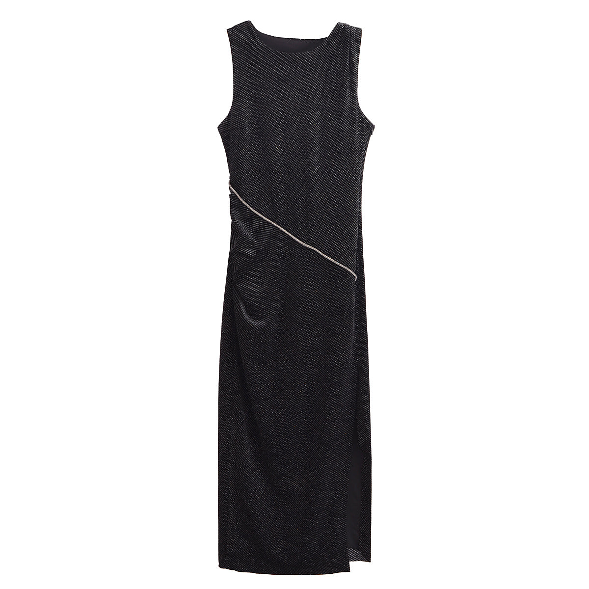 Women Clothing Elegant Slim Shiny Ornament Velvet Sleeveless Dress