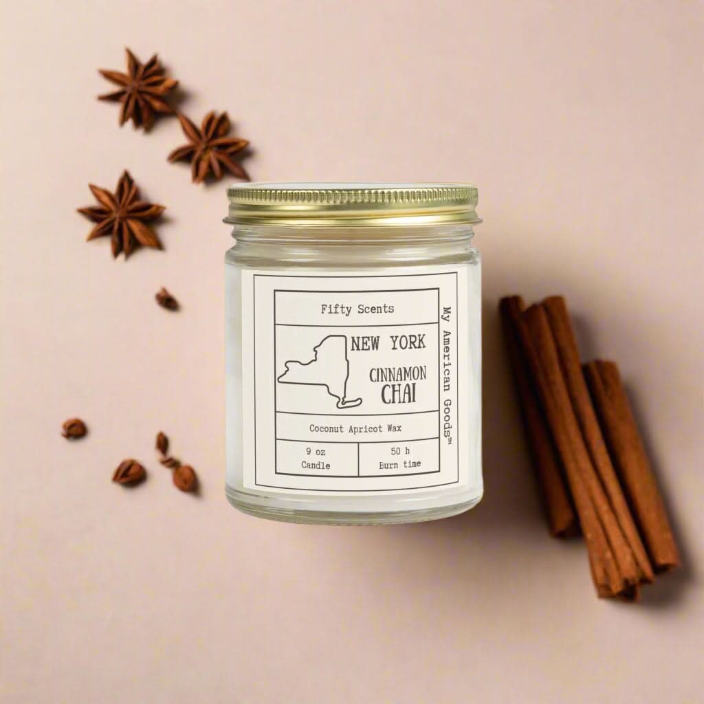 New York - Cinnamon Chai Scented Candle - Coconut Apricot Wax