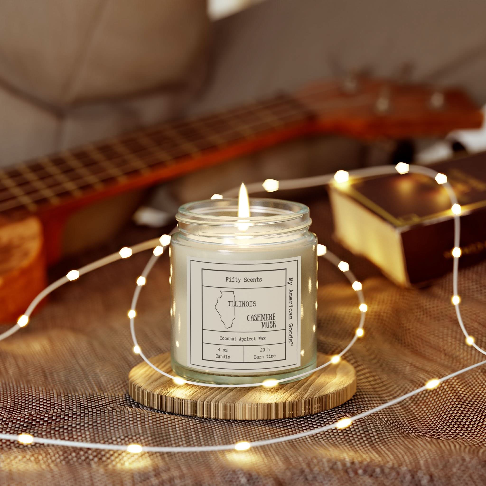 Illinois - Coconut Apricot Scented Candle | Cashmere Musk Aroma | Home Fragrance
