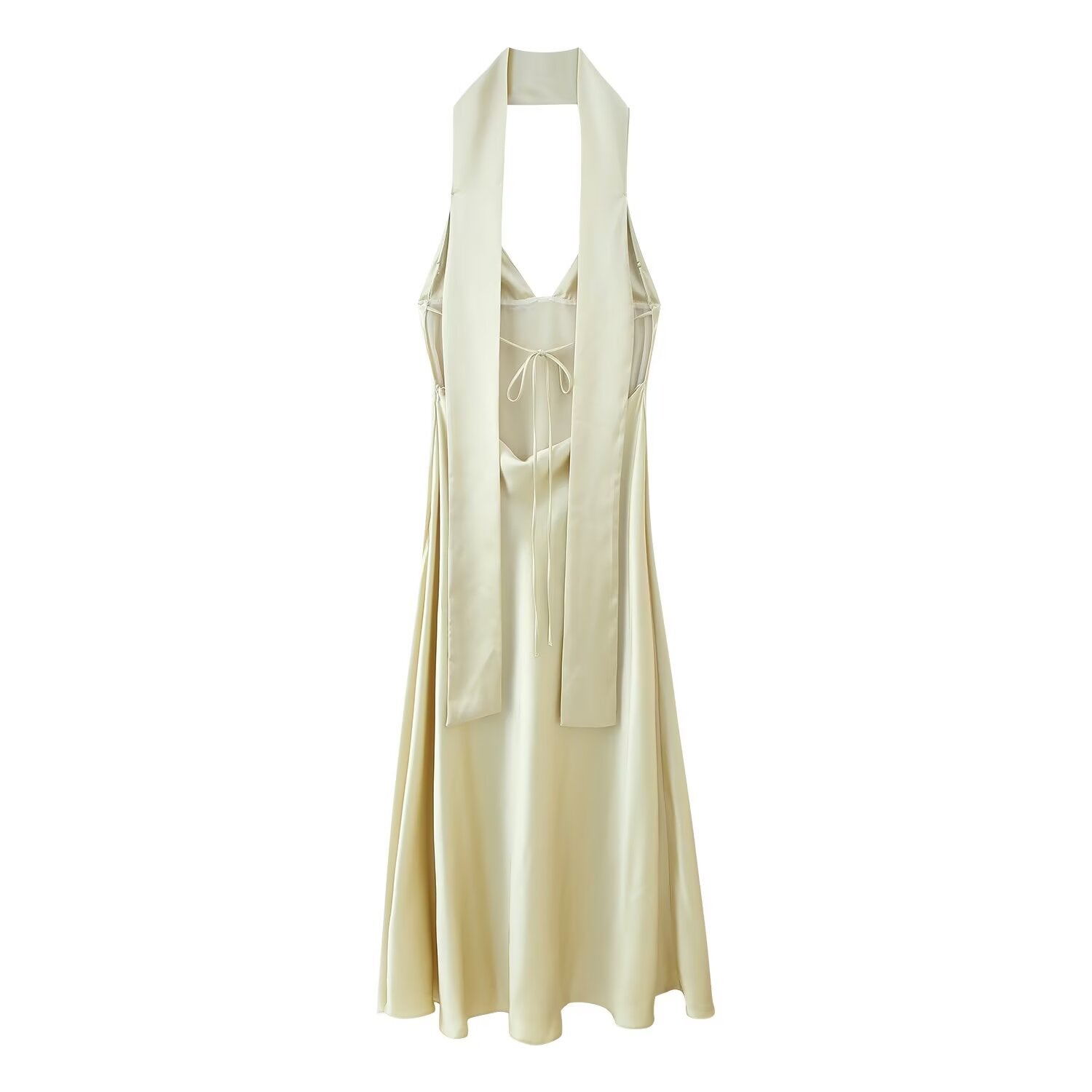 Women Elegant Thin Scarf Silk Satin Texture Dress