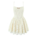 Sexy Sweet Lace Embroidered Boning Corset Tight Waist Suspender Dress Summer Slim Fit Large Swing
