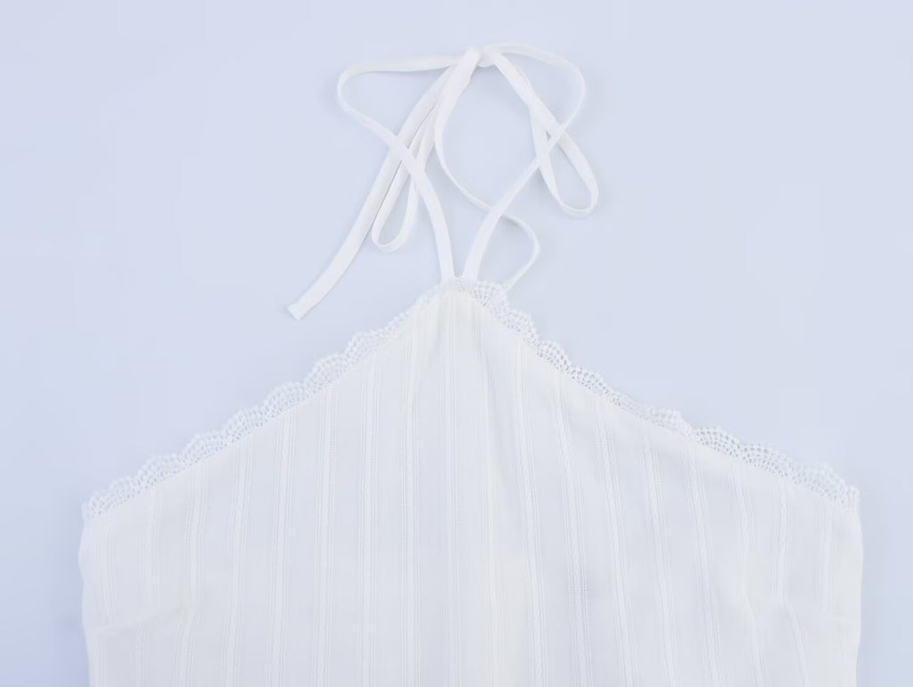 Summer Sexy Net Red Wind Hanging Collar Short Dress