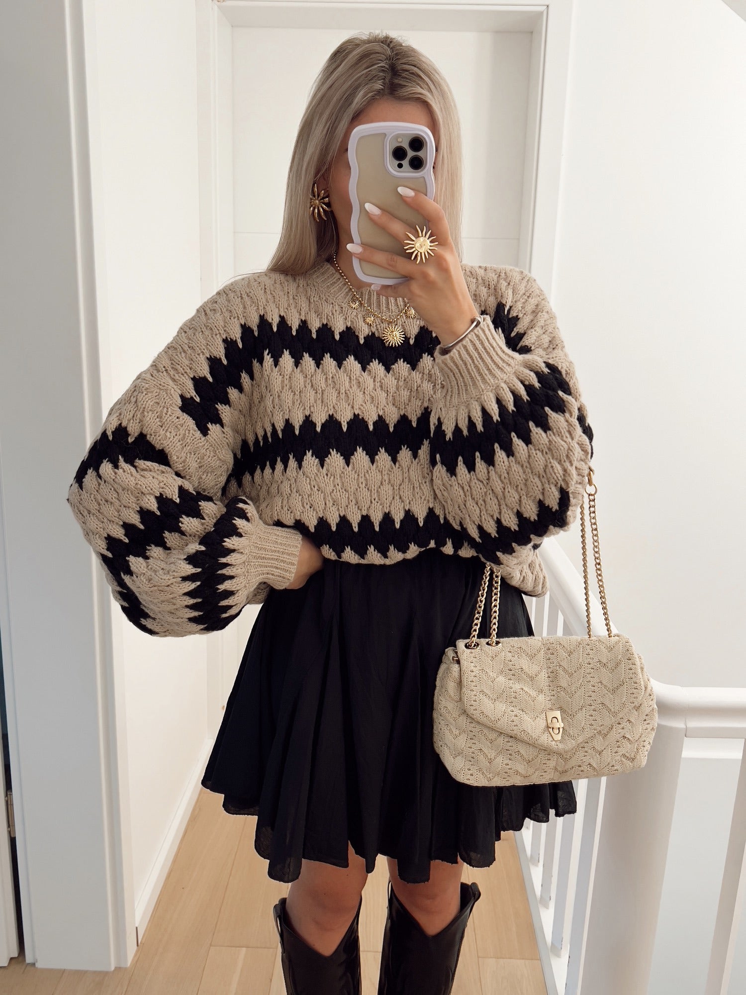 Autumn Winter Women Knitted Pullover Striped Trendy Loose Sweater