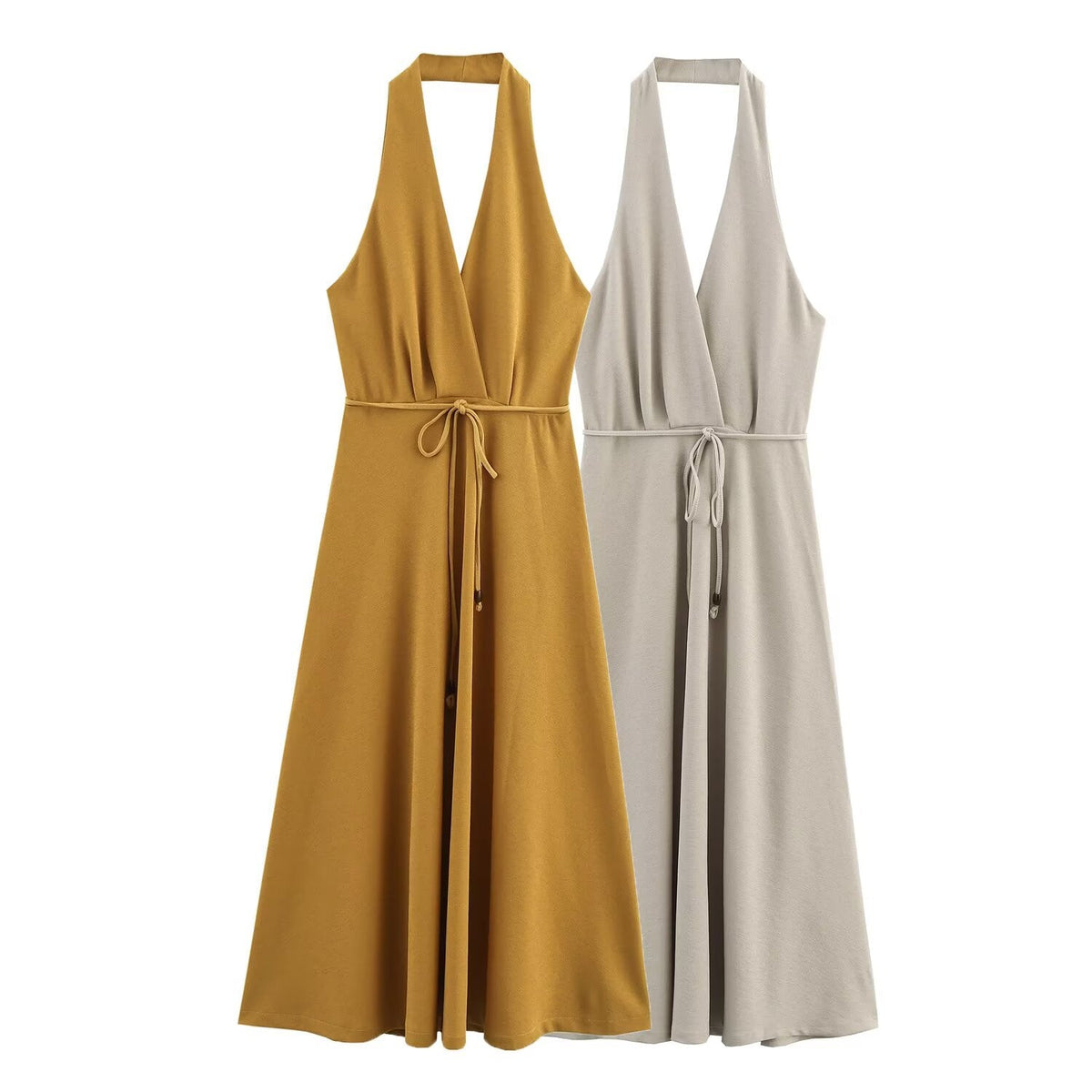 Women Clothing at Series Belt Hanging Collar Backless Dress