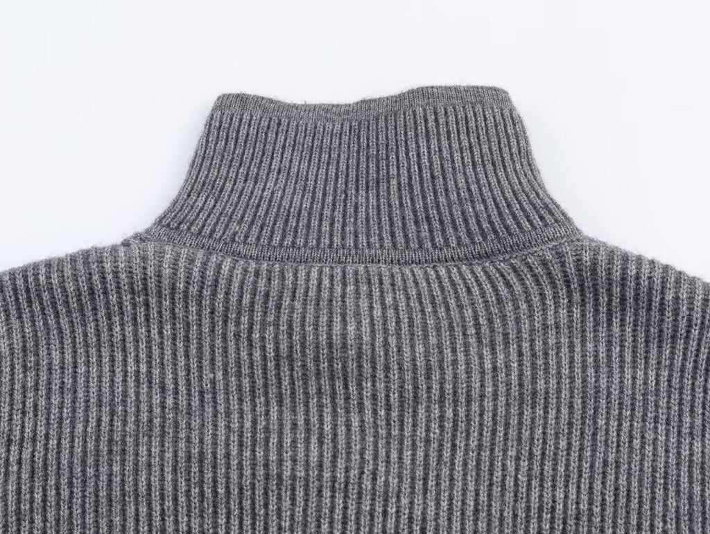 Autumn Women Casual Loose All Matching Color Stitching Knitted Cardigan