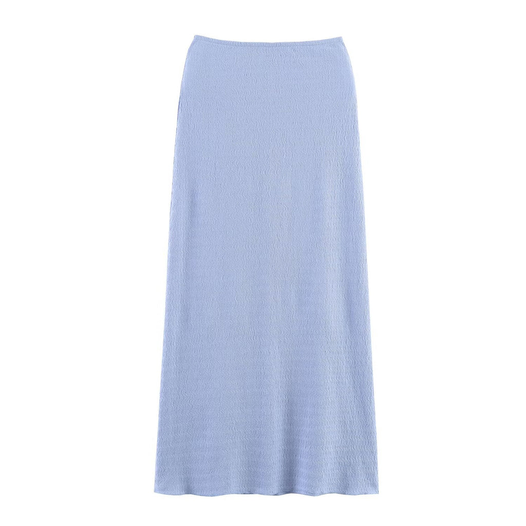 Women Summer Texture Tank Top Midi Skirt Set