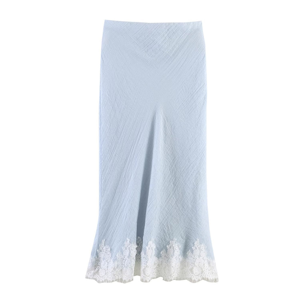Women Clothing Western Lace Clothing Short Top Lace Midi Skirt Sets