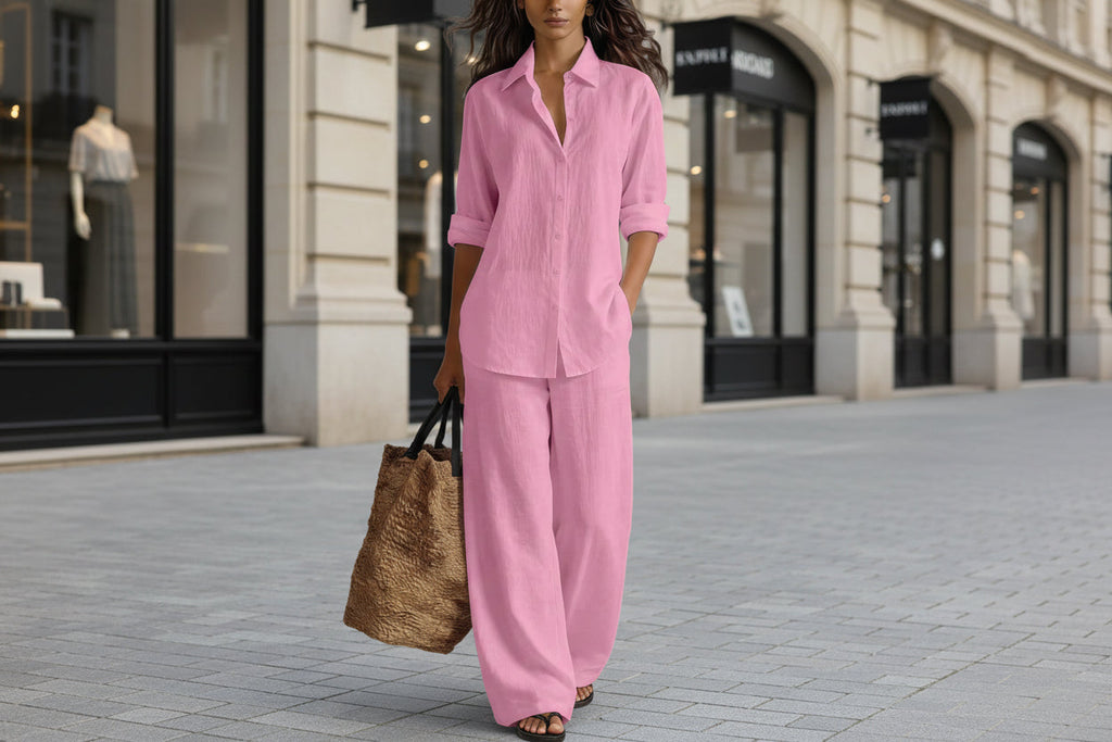 Women's Bohemian Cotton-Linen Top & Pants Set – Resort Lounge Co-ord