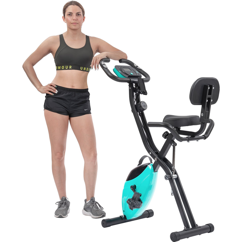 Exercise Bike,Workout Bikes for Home,Folding Stationary Bikes for Home with 16-Level Magnetic Resistance, 300LBS Capacity X-Bike Indoor Exercise Equipment with Heart Rate Sensor & LCD Monitor