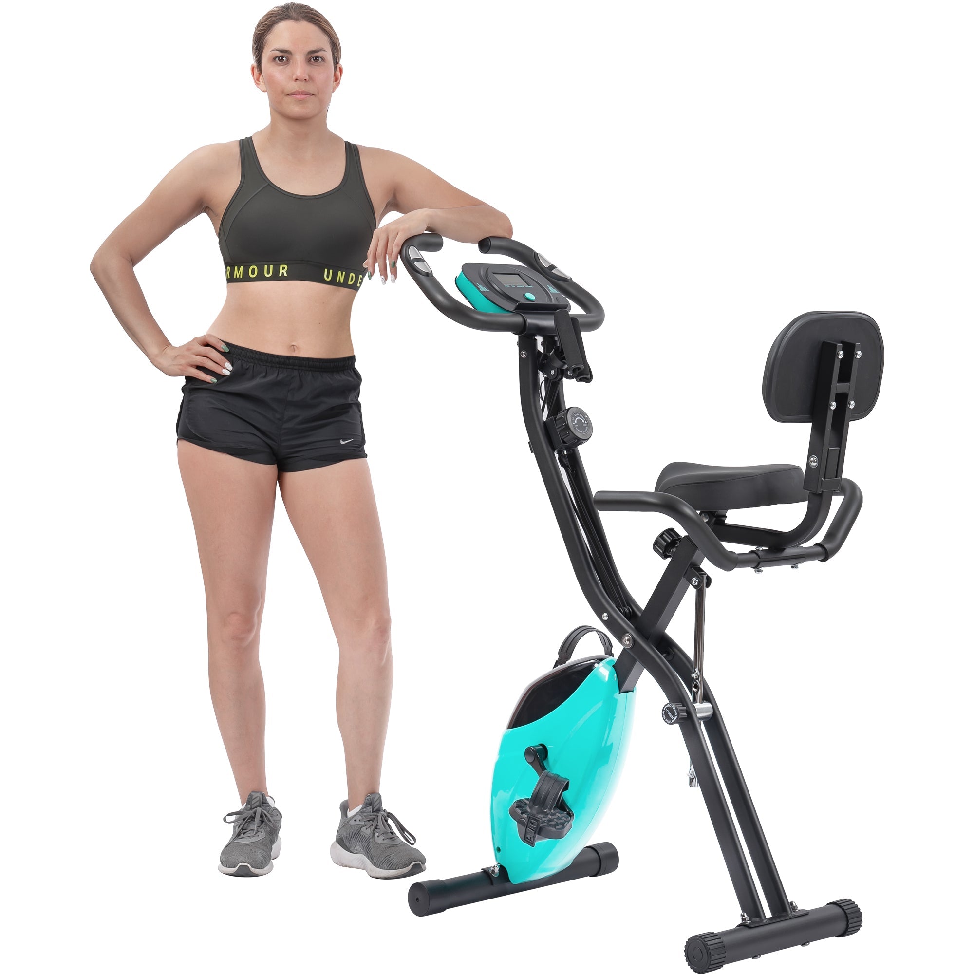 Exercise Bike,Workout Bikes for Home,Folding Stationary Bikes for Home with 16-Level Magnetic Resistance, 300LBS Capacity X-Bike Indoor Exercise Equipment with Heart Rate Sensor & LCD Monitor