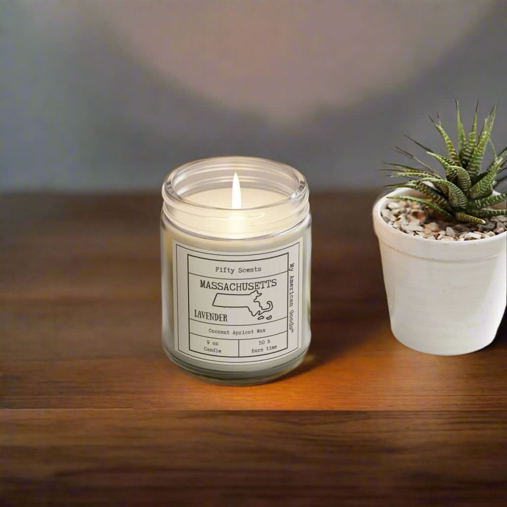 Massachusetts - Lavender Scented Candle - Coconut Apricot Wax