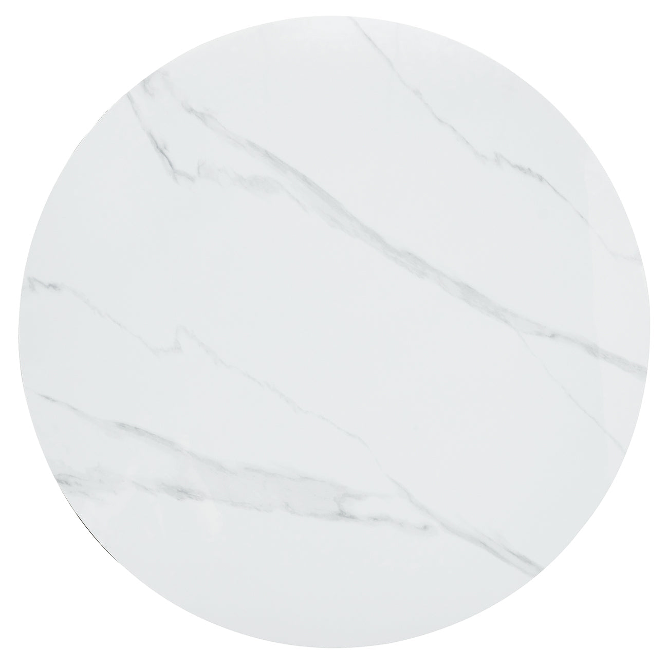 42' Luxury Sintered Stone Table: 0.45' Durable Top + 6' Steel Legs, 500lb Capacity, Stain/Heat-Resistant White/Gray Veined Surface - Modern Minimalist Design