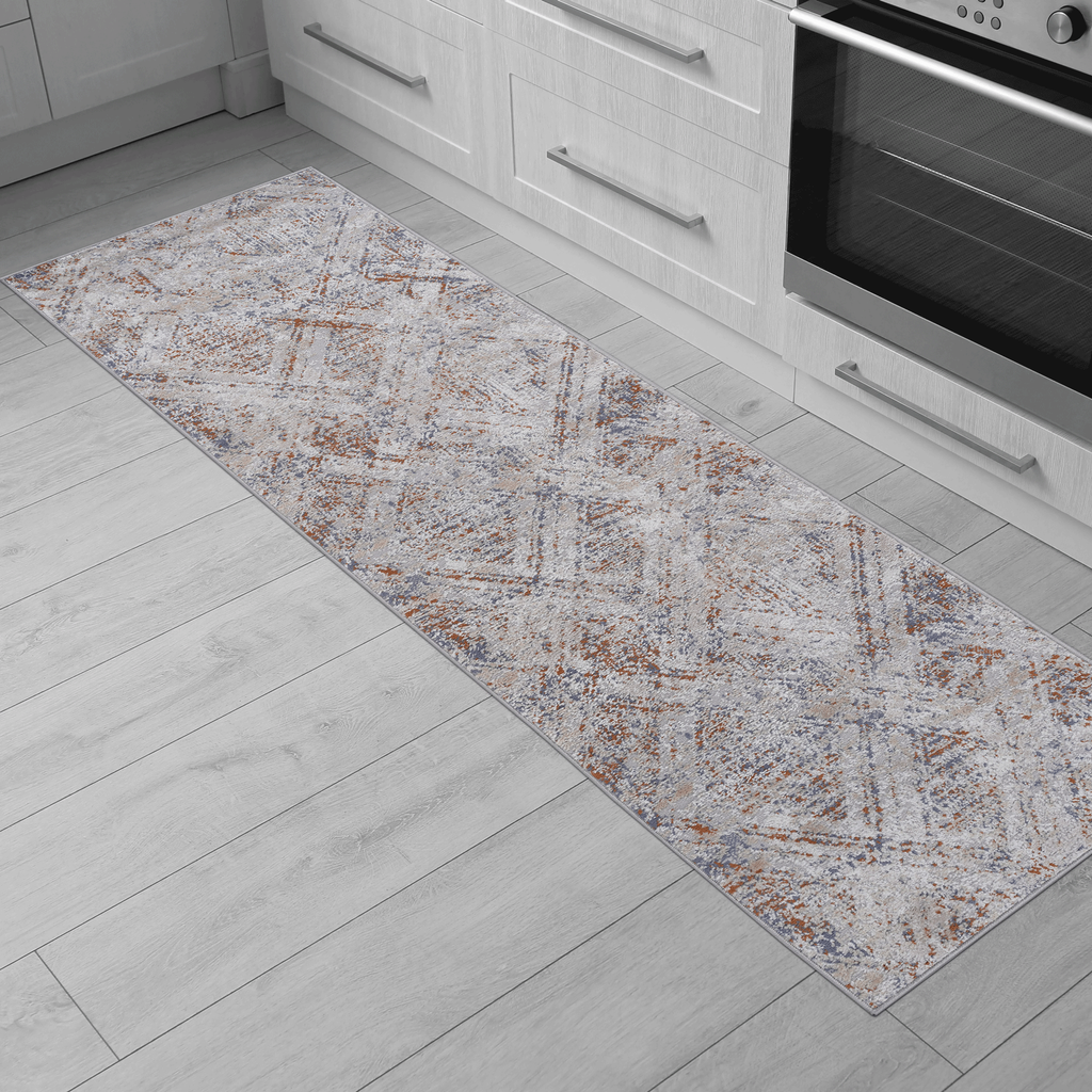 NAAR PAYAS Collection 2X8 Beige / Geometric Runner Rug
