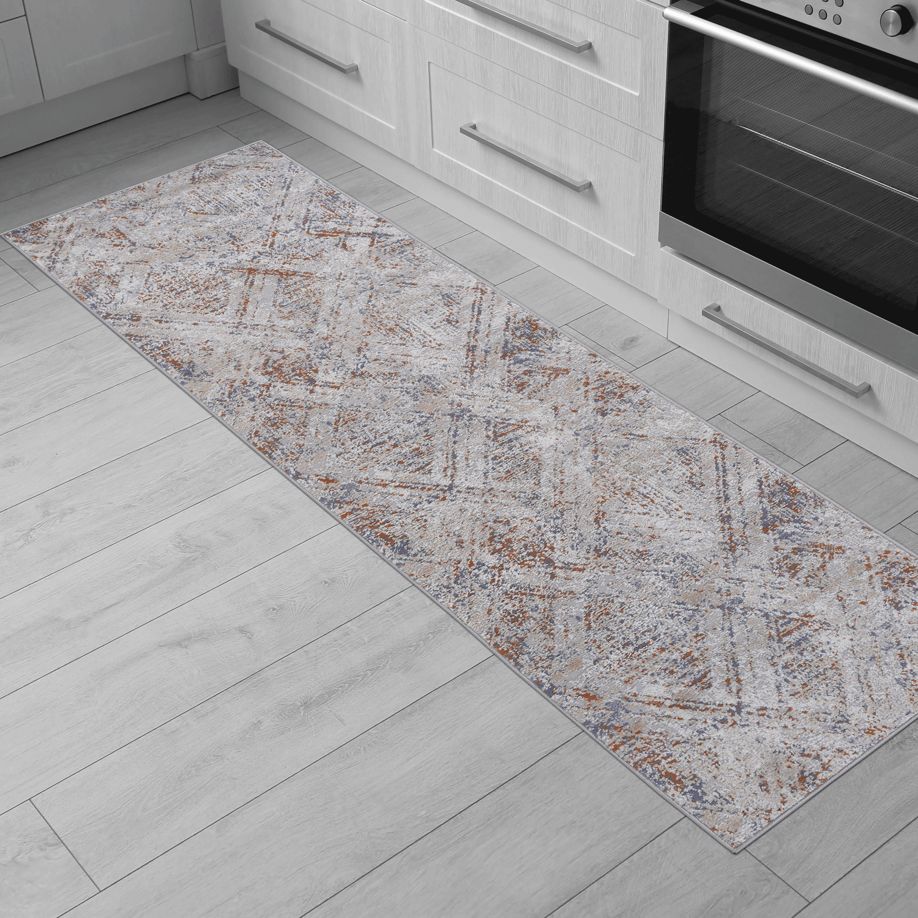 NAAR PAYAS Collection 2X8 Beige / Geometric Runner Rug
