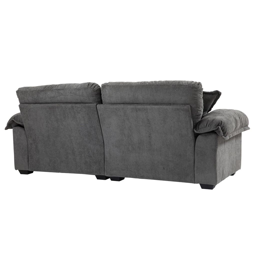 84' Chenille Sofa Small Sofa Loveseat Deep Seat Sofa Couch with 2 Throw Pillows & Memory Foam for Living Room Apartment Office Lounge-Grey