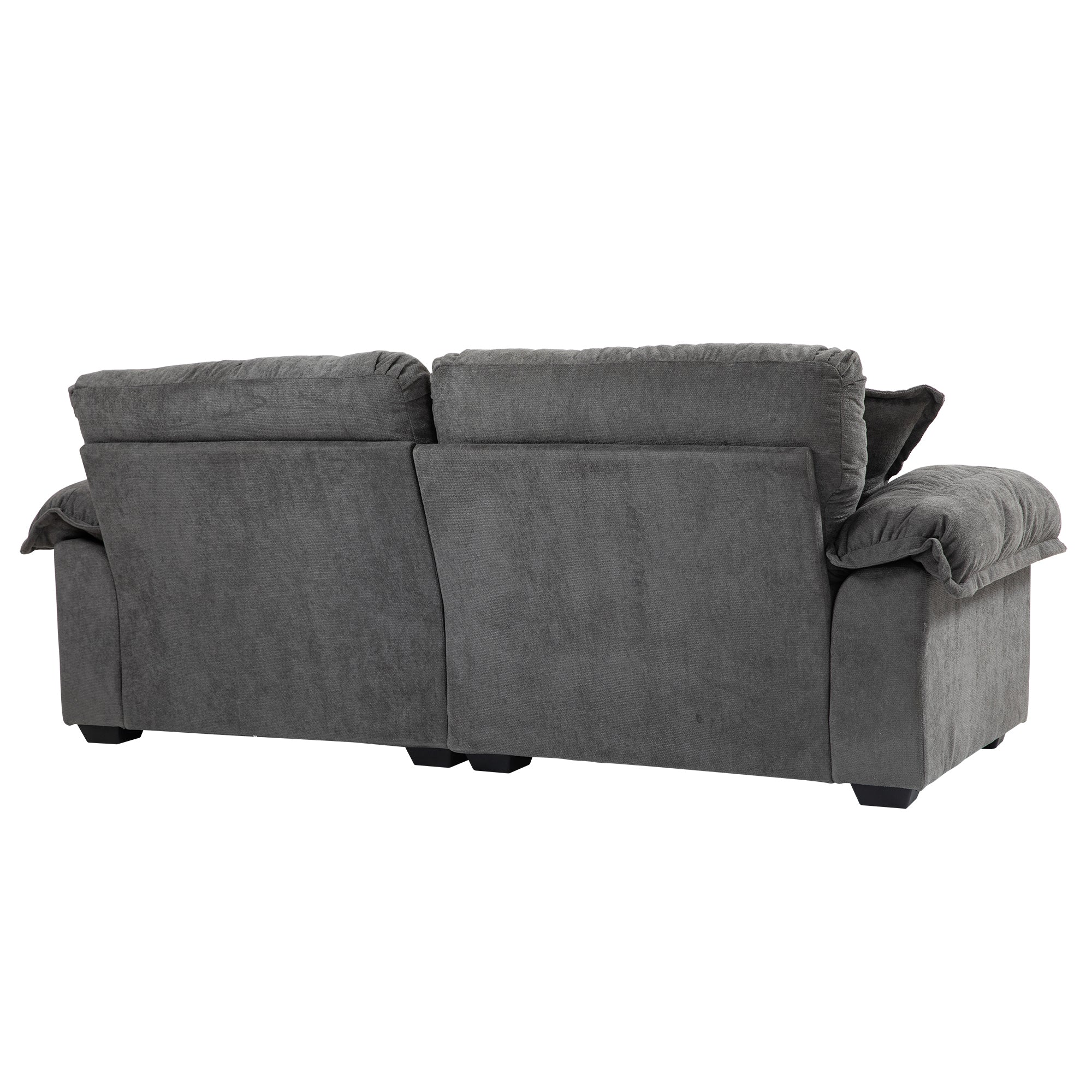 84' Chenille Sofa Small Sofa Loveseat Deep Seat Sofa Couch with 2 Throw Pillows & Memory Foam for Living Room Apartment Office Lounge-Grey