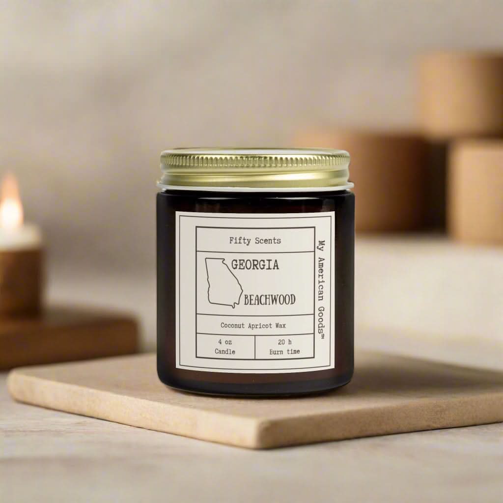 Georgia - Cozy Scented Candles - Coconut Apricot Wax - Beachwood Fragrance