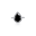 2.0ct Pear Cut Black Moissanite Halo Ring