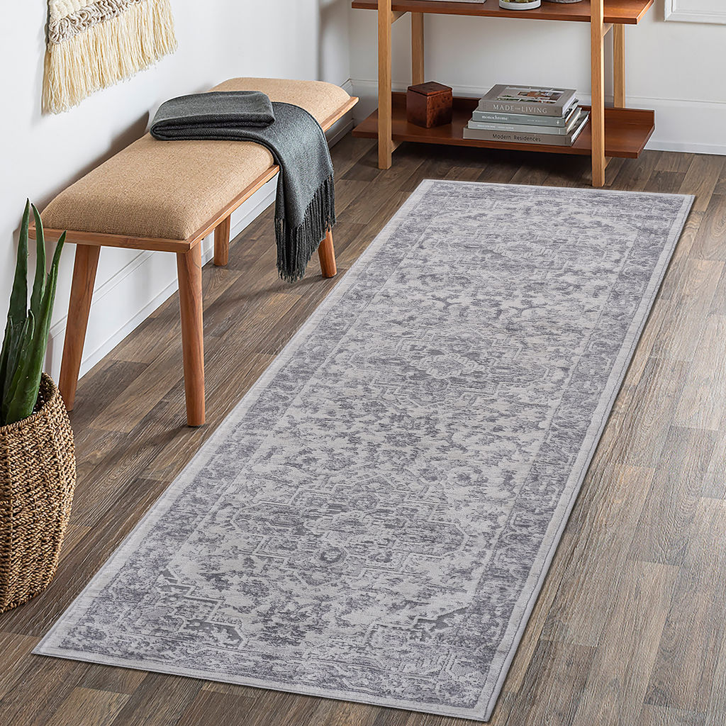 NAAR MARFI Collection 2X8 Silver / Oriental Runner Rug