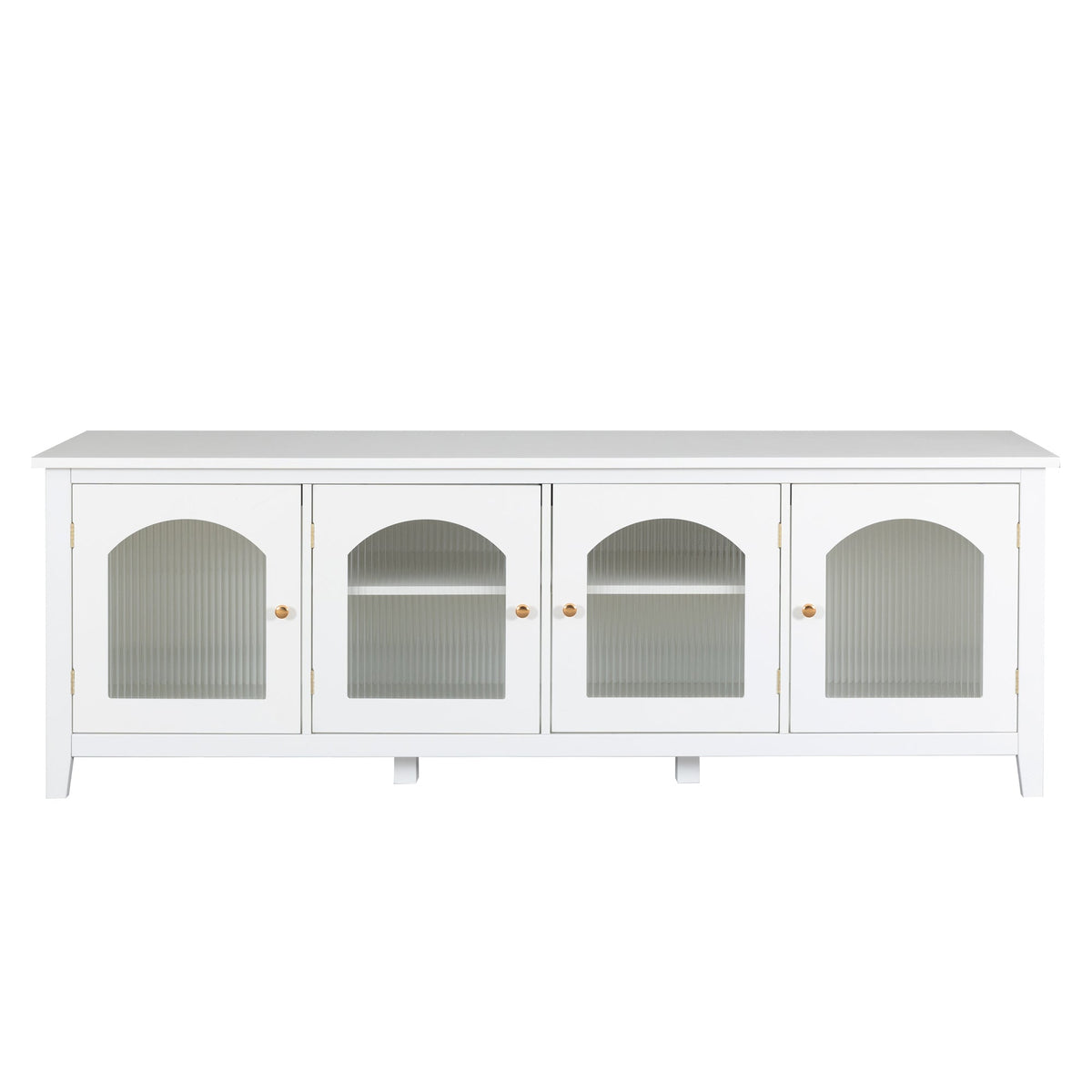 Antique White Stylish TV Cabinet Entertainment Center with Solid Wood Frame and Changhong Glass Door