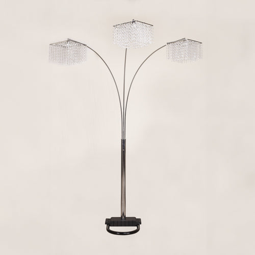 1pc Modern Design Classic Luxury Sleek Multi-head Floor Arc Lamp Crystal-like Accents Drape Living Room Curve Lamp