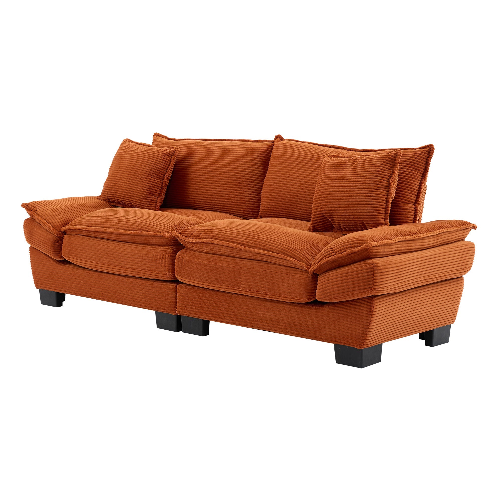 Corduroy Sofa Sleeper Couch Loveseat Sofa with Pillows Comfy Upholstered Deep Seat Sofa for Bedroom,Living Room,Apartment,Office,Dorm-Orange Corduroy