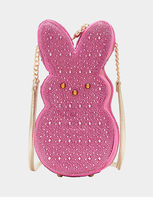 Betsey Johnson Peeps Rhinestone Bunny Crossbody Pink