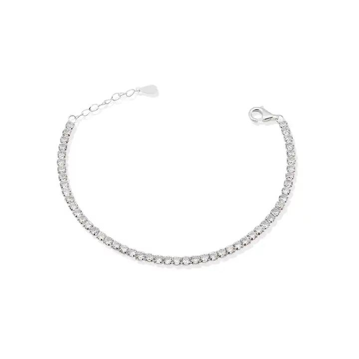 Tennis Bracelet, 18k White Gold Plated Recycled Silver