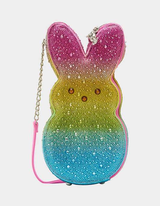 Betsey Johnson Peeps Rhinestone Bunny Crossbody Rainbow