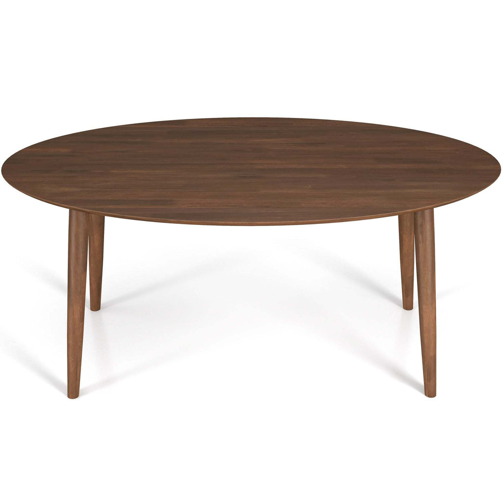 Ada Mid Century Modern Solid Wood Walnut Oval Dining Table for Dining Room or Kitchen 29.5'H x 35.4'D x 66.9'W Kitchen Dining Room Dinner Pedestal Table,Space Saving Wood Kitchen & Dining Room